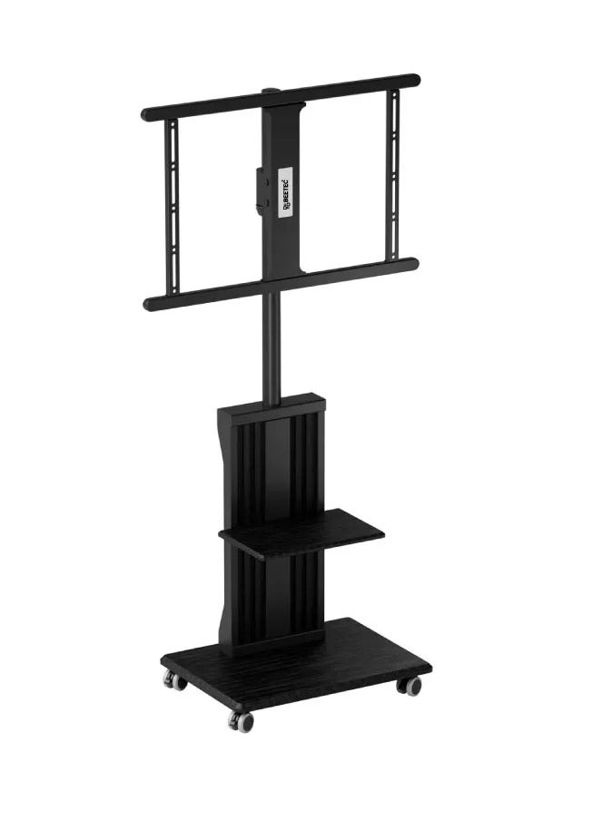 BEETEC Mobile TV Stand with Wheels, Height Adjustable Rolling TV Cart for 32-75 Inch Screens, Load Capacity 45kg, VESA 600x400mm, Sturdy Frame with Shelf for Home, Office & Conference | TF-FS3275B - Image 3