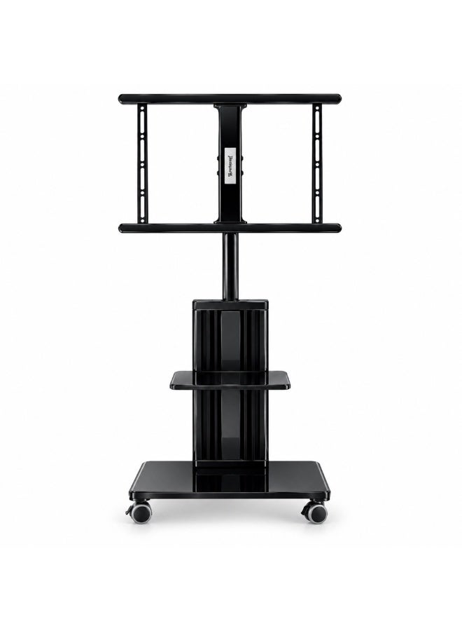 BEETEC Mobile TV Stand with Wheels, Height Adjustable Rolling TV Cart for 32-75 Inch Screens, Load Capacity 45kg, VESA 600x400mm, Sturdy Frame with Shelf for Home, Office & Conference | TF-FS3275B - Image 4