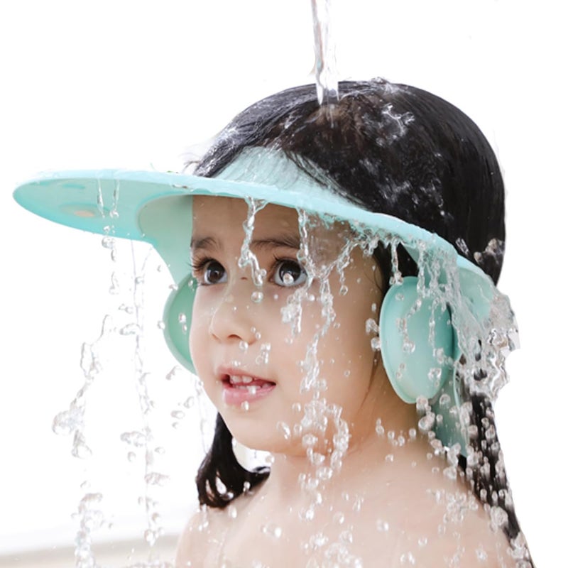 AMTOOCH Shower Cap for Kids, Baby Shower Cap bath wash Shampoo rinser shield Hat Adjustable head hair Visor Protection Toddler and Children,Prevent water from entering eyes and ears(Blue) - Image 1