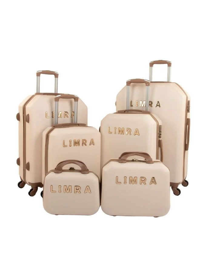 LIMRA Luggage set 6 pieces travel Bags with a distinctive design from limra beige/gold