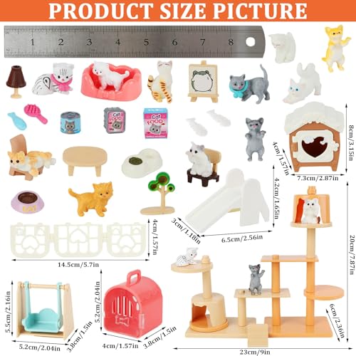 Beupy Cat Figures Playset Toy 40 Pack Pet Pretend Play Toys Realistic Cat Figurines Toys Plastic Cat Care Role Play Educational Learning Playset Home Party Supplies Cake Toppers cat - Image 5