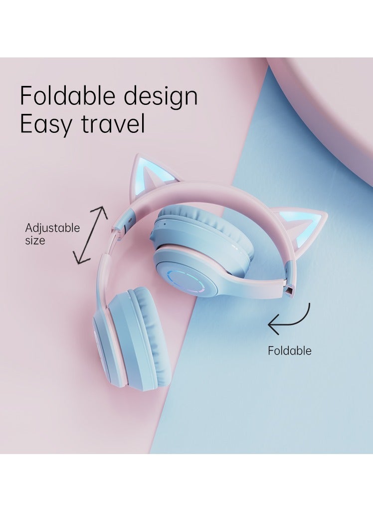 general BT029C Lovely Cat Ear Headphones Bluetooth 5.1 Wireless with Mic Earphones, Over-ear Music Helmets RGB Stereo Headset Gamer/Girl/Kids Gift - Image 4