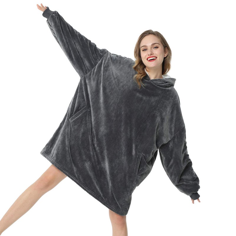 LetsFunny Blanket HoodieOversized Wearable Sherpa Fleece Blanket SweatshirtSuper Soft Warm Cozy with Giant PocketGifts for Women Men Adults Teenagers Kids One Size Fits All