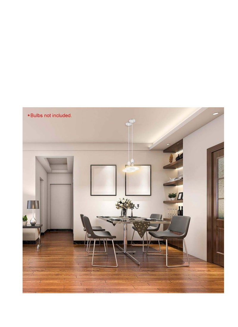Excefore Ceiling Pendant & Lamp Holder - Ceiling Rose & Light Pendant E27 Bulbs Fitting Set with Braided Fabric Cable - White Cable  - Image 2