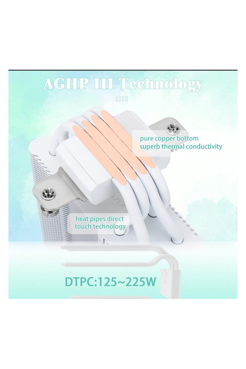 ثيرمالرايت مبرد هواء وحدة المعالجة المركزية Thermalright AssassinX120 SE ARGB أبيض، AX120 SE ARGB، 4 أنابيب حرارية، مروحة وحدة المعالجة المركزية TL-C12CW-S PWM هادئة مع محمل S-FDB، متوافق مع AMD AM4/AM5/Intel 1700/1150/1151/1200/1851 - Image 2