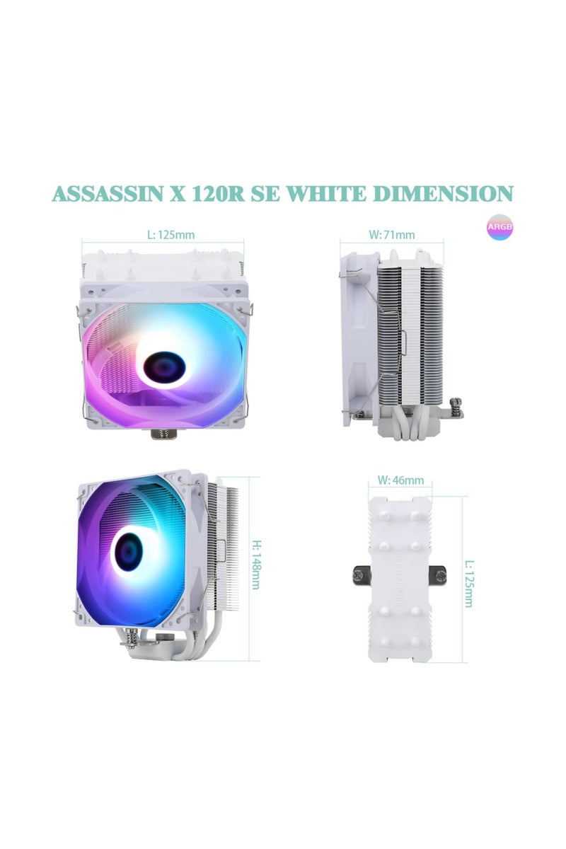 ثيرمالرايت مبرد هواء وحدة المعالجة المركزية Thermalright AssassinX120 SE ARGB أبيض، AX120 SE ARGB، 4 أنابيب حرارية، مروحة وحدة المعالجة المركزية TL-C12CW-S PWM هادئة مع محمل S-FDB، متوافق مع AMD AM4/AM5/Intel 1700/1150/1151/1200/1851 - Image 5