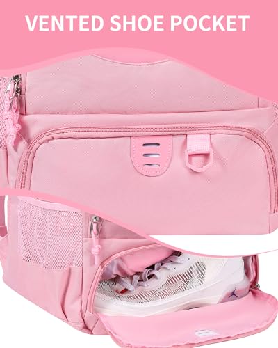 TRAILKICKER Basketball Bag Backpack for Women with Ball & Shoes Compartment 30L Capacity Lightweight Breathable Girls Soccer Ball Bag Backpack Fit Volleyball Football Sports Travel School Gym Pink - Image 5