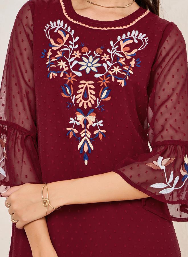 Styli Embroidered Midi Dress  - Image 3