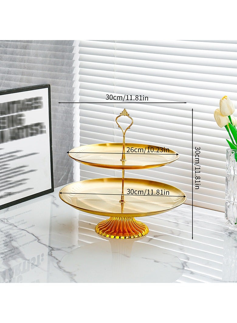 Stainless Steel Tray Dessert Stand Pastry Stand Cake Stand Serving Platter Serving Plate Tray (2 TIER)  - Image 2