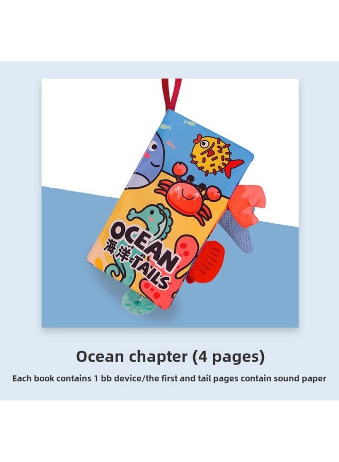 Children's Digital Animal Ringing Paper Cloth Book 0-3 Years Old Infant Toys Educational Enlightenment Early Education Cloth Book Baby Cloth Book-Color: Ocean Tail (4 Pages And 8 Sides Containing Ringing Paper BB Device)  - Image 1