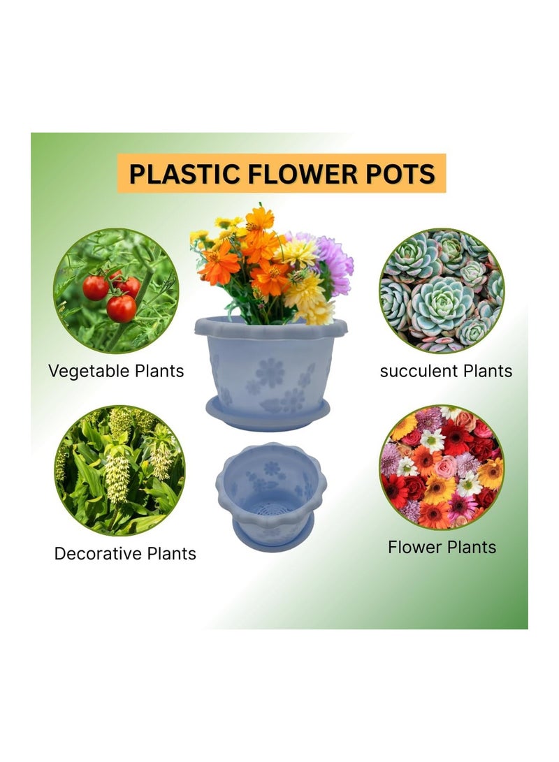 Generic FG ZAIN Round Flower Pots with Bottom Tray – Pack of 5  - Image 4