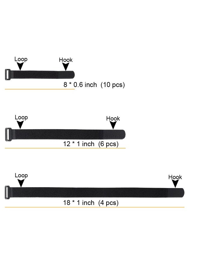 Reusable Fastening Cable Straps and Cable Ties Set 20 Pack(8-12-18) by,Adjustable Multi-Purpose Hook and Loop Cord Ties to Keep Cords Organized and Tidy - Image 3