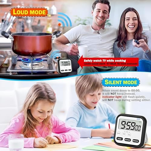 WEPTIX® Digital Kitchen Timer & Stopwatch, Countdown Large Digits for Cooking, Chef Cooking Timer Clock with Loud Alarm,100% Mechanical Desk Timer Countdown Reminder Magnetic Back (New Blue) - Image 3