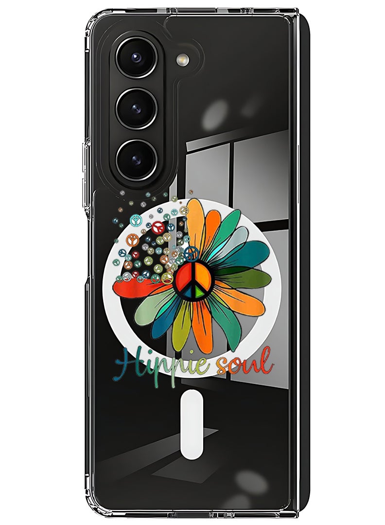 Theodor Magnetic Case for Samsung Galaxy Z Fold 6 Compatible with MagSafe Wireless Charging, Shockproof Phone Bumper Cover Hippie soul - Image 1