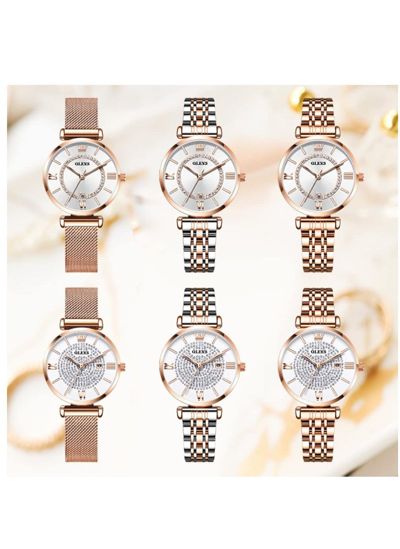 OLEVS Women's Japanese Quartz Waterproof Watch Stainless Steel Strap Fashion Luminous Watch 6892