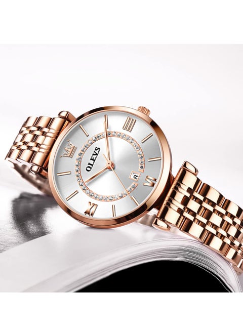 OLEVS Women's Japanese Quartz Waterproof Watch Stainless Steel Strap Fashion Luminous Watch 6892