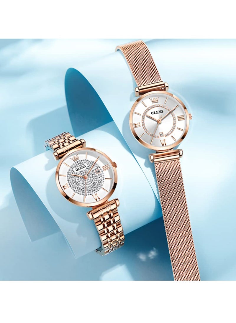 OLEVS Women's Japanese Quartz Waterproof Watch Stainless Steel Strap Fashion Luminous Watch 6892