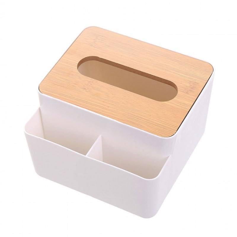 Shrux Space-Saving Japanese Style Dining RoomTissue Holder Box with Wooden Lid | Paper Napkin Holder Case | Tissue Holder Dispenser Organizer for Car Decor Home Room Hotel | Tissue Paper Organizer - Image 4