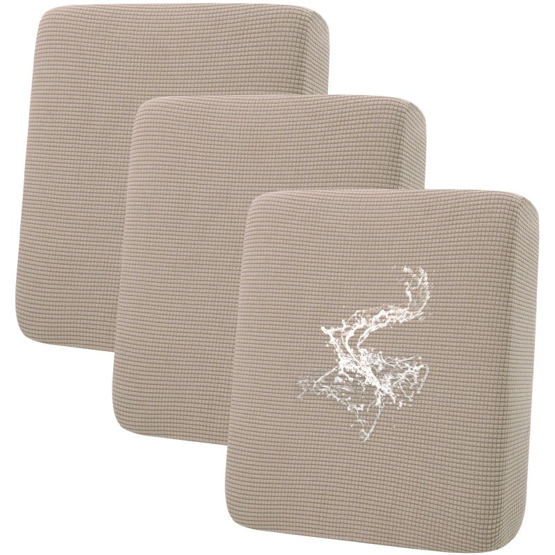 hyha Waterproof Couch Cushion Covers for Pets Non Slip Sofa Seat Cover for Dogs Washable Soft Thick Stretch Jacquard Fabric Sofa Slipcovers with Elastic Bottom 3 Pieces Taupe