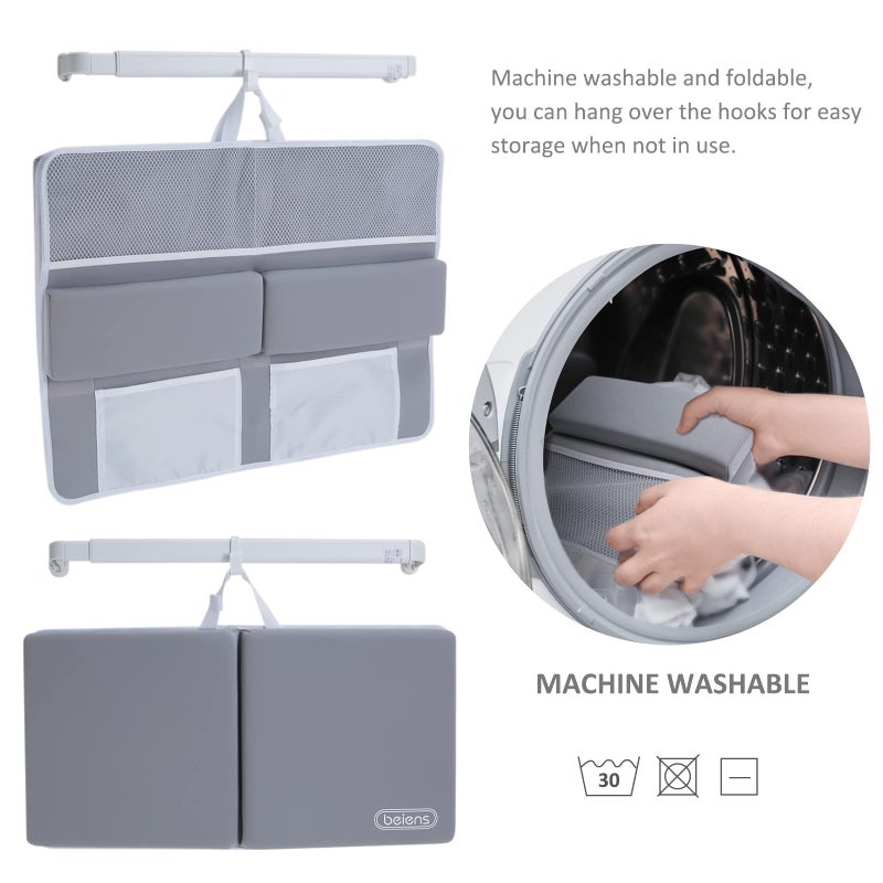 beiens Bath Kneeler and Elbow Rest Pad Set - 1.5'' Comfortable Baby Bath Kneeler Pads, Thick Quick Dry Kneeling Pad Support for Knee& Arm, Large Bathtub Mat with Toy Organizer for Happy Baby Bath Time - Image 4