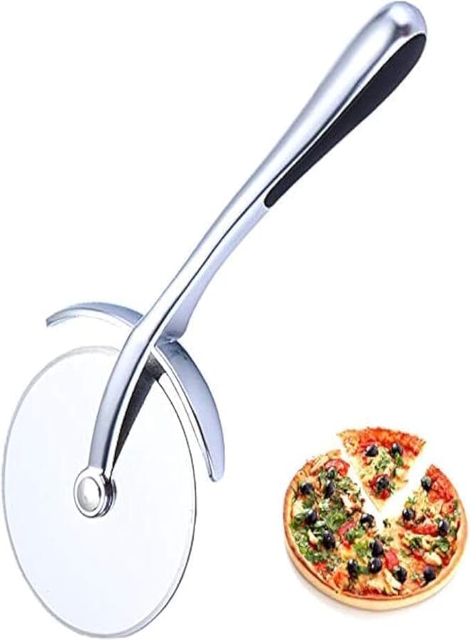 DE LUJO Pizza Cutter with Stainless Steel Sharp Blade and Silicone Handle