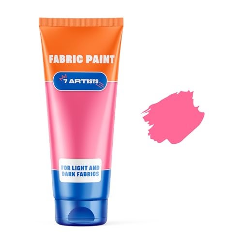 7 Artists Pink Fabric Paint 2 fl. oz Tube – Permanent Fabric Paint Pink for Clothes | Textile Clothing Paints for Cotton and Synthethic Fabrics, Furniture Upholstery, Shoes, Sneakers, T-Shirt, Tote Bags - Image 1