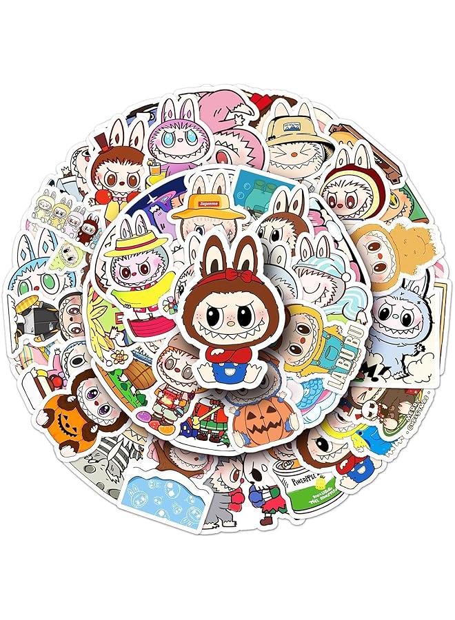 Arabest 100pcs Labubu Cartoon Stickers for Kids Water Bottle，Cool Terror Labubu Waterproof Vinyl Decal for Teen Adult Girl Laptop Skateboard Helmet Phone Guitar Travel Case Bike 