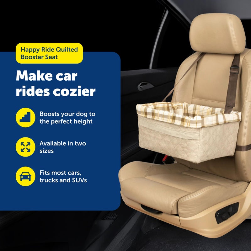 PetSafe Happy Ride Booster Seat for Dogs - Open Road Comfort - Safe Tether System - Zipper Pouch Dog Seat - Machine Washable Fleece Liner - Easy Install Design - Tan - Up to 18 lb - Image 3