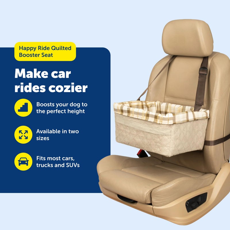 PetSafe Happy Ride Booster Seat for Dogs - Open Road Comfort - Safe Tether System - Zipper Pouch Dog Seat - Machine Washable Fleece Liner - Easy Install Design - Tan - Up to 18 lb - Image 4