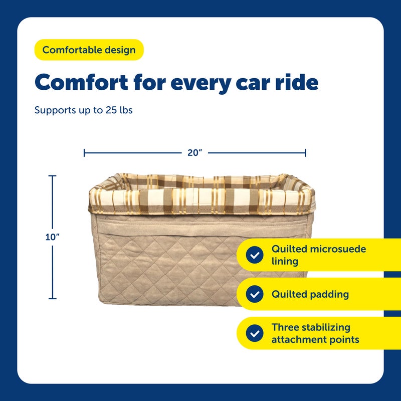 PetSafe Happy Ride Booster Seat for Dogs - Open Road Comfort - Safe Tether System - Zipper Pouch Dog Seat - Machine Washable Fleece Liner - Easy Install Design - Tan - Up to 18 lb - Image 5