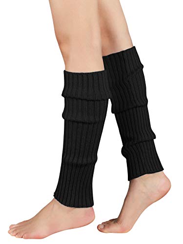 American Trends Leg Warmers for Women Girls 80s Ribbed Leg Warmer for Neon Party Knitted Fall Winter Sports Socks 2pack(Black+White) - Image 3