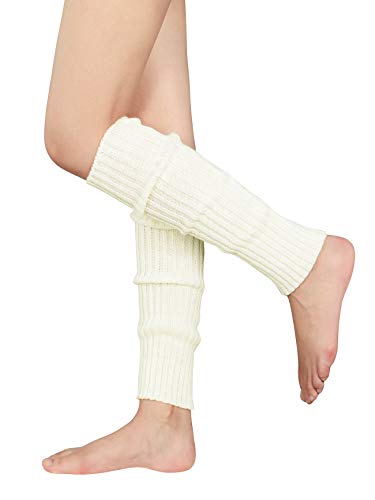 American Trends Leg Warmers for Women Girls 80s Ribbed Leg Warmer for Neon Party Knitted Fall Winter Sports Socks 2pack(Black+White) - Image 2