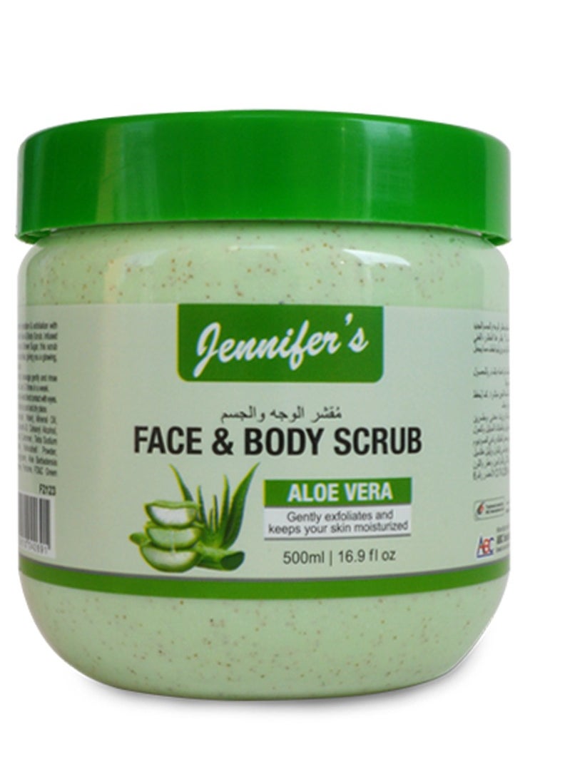 Jennifer's Jennifer's Face and Body Scrub Aloe Vera 500ml -Hydrating Exfoliating Skincare with Natural Aloe Vera Extracts  - Image 1
