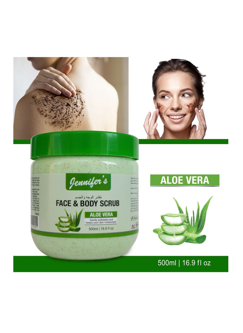 Jennifer's Jennifer's Face and Body Scrub Aloe Vera 500ml -Hydrating Exfoliating Skincare with Natural Aloe Vera Extracts  - Image 4