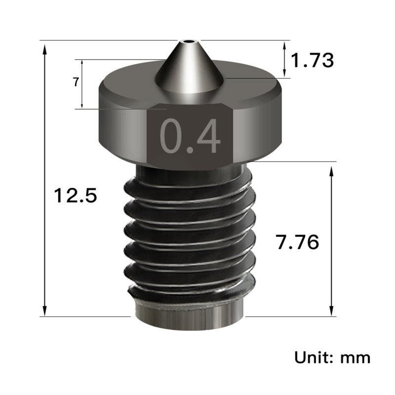 3D Printer Extruder Nozzle 0.4mm Hardened Steel 50 Overall Hardness - Leak-proof Tight Joints Smooth Wire Delivery Nozzle for 1.75mm 3D Printer Users - Image 2
