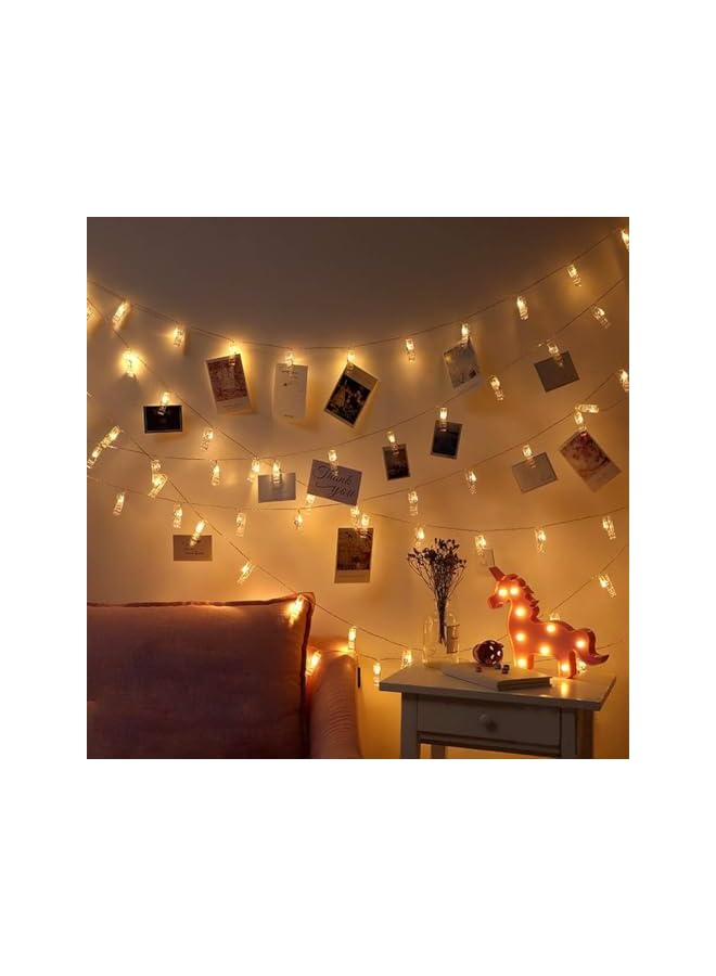 The Bros Photo Clip String Lights, LED Battery Operated Starry Fairy Copper String Lights with Clips Warm White for Pictures Bedroom Wall Patio Halloween Thanksgiving Christmas Party Wedding Décor  - Image 3
