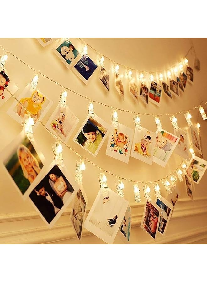 The Bros Photo Clip String Lights, LED Battery Operated Starry Fairy Copper String Lights with Clips Warm White for Pictures Bedroom Wall Patio Halloween Thanksgiving Christmas Party Wedding Décor  - Image 1