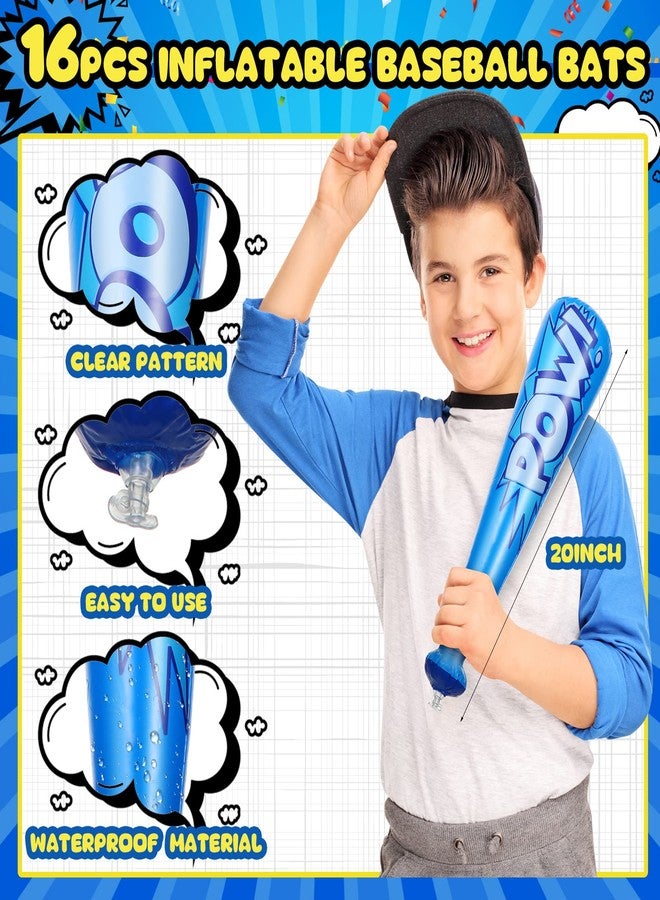 Seematn 32 Pcs Pow Inflatable Baseball Bats and Punch Balloons 18 Inch Inflatable Bat Toy Carnival Prizes Goodie Bag Stuffers for Boys Birthday Games Party Favors - Image 2