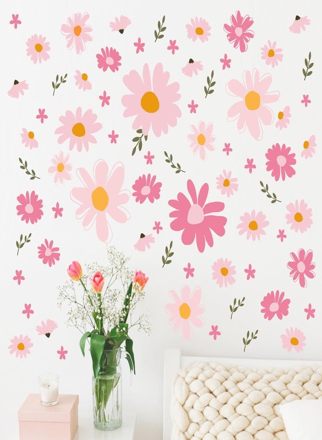 Mfault Pink Floral Theme Wall Decals Stickers, Watercolor Flower Botanical Decorations Bedroom Art, Spring Summer Natural Wildflower Home Living Room Kitchen Decor - Image 5