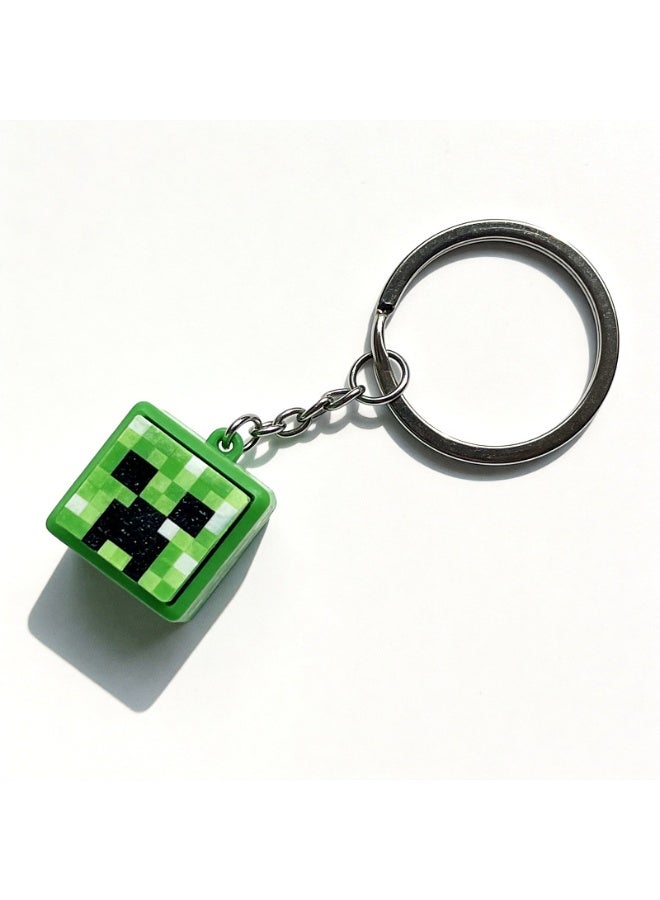 general Blocky keycap keychains, 6 mixed designs, press-to-depress, fingertip toy, student backpack charm, Minecraft game peripheral. - Image 5