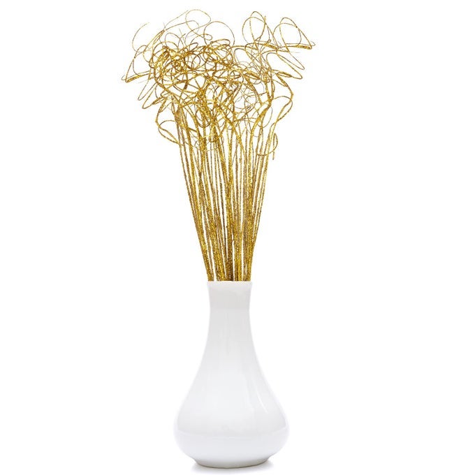 30 PIECES CURLY TING BRANCHES TING GLITTER BRANCHES VASE FILLER FLORAL CRAFTS HOME DECORATION FOR HOME OFFICE PARTY HOTEL RESTAURANT PATIO OR YARD DECORGOLD