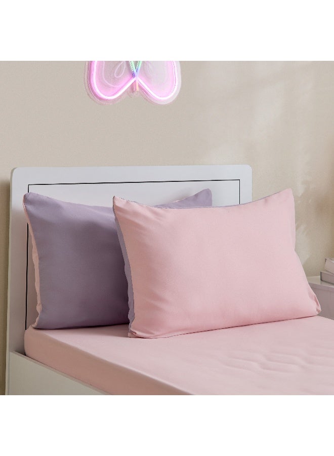Home Box Reversible Microfibre Pillow Cover Set - Pink and Purple for Kids - Image 1
