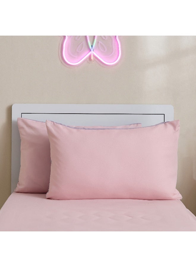 Home Box Reversible Microfibre Pillow Cover Set - Pink and Purple for Kids - Image 3