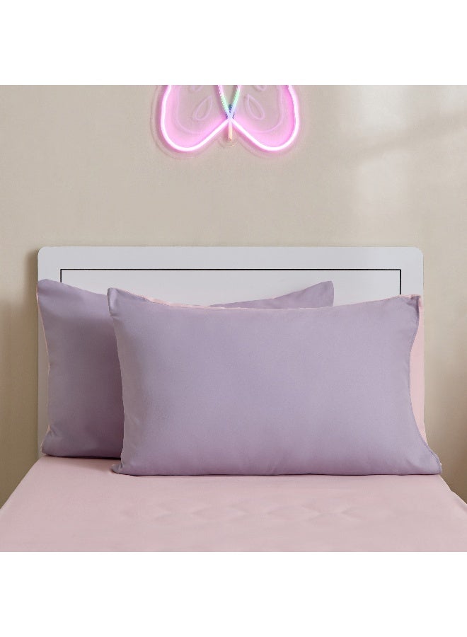 Home Box Reversible Microfibre Pillow Cover Set - Pink and Purple for Kids - Image 2
