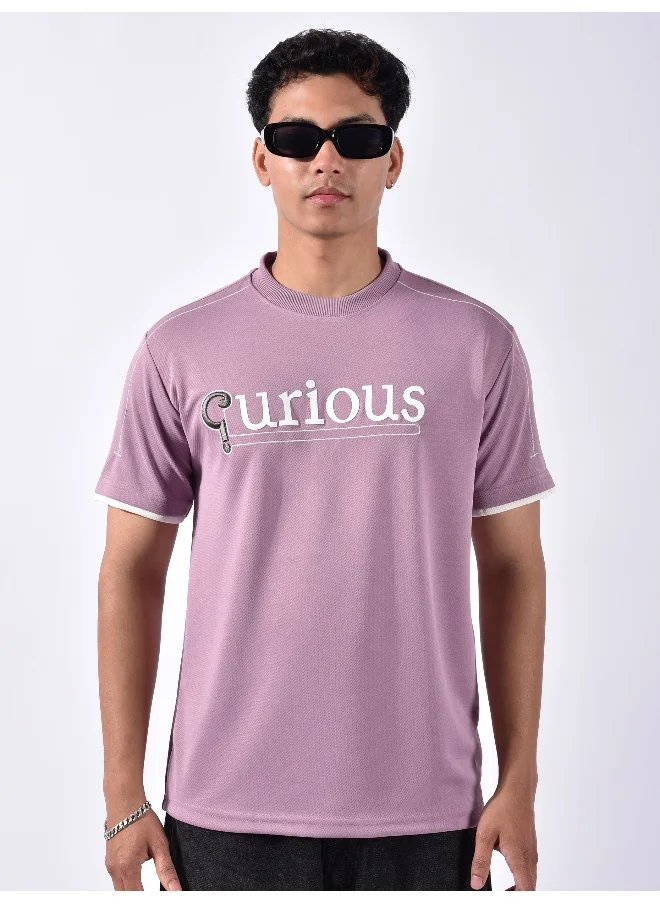 بيونغ Mauve Pink HD Embroidered Dual Sleeves T-Shirt