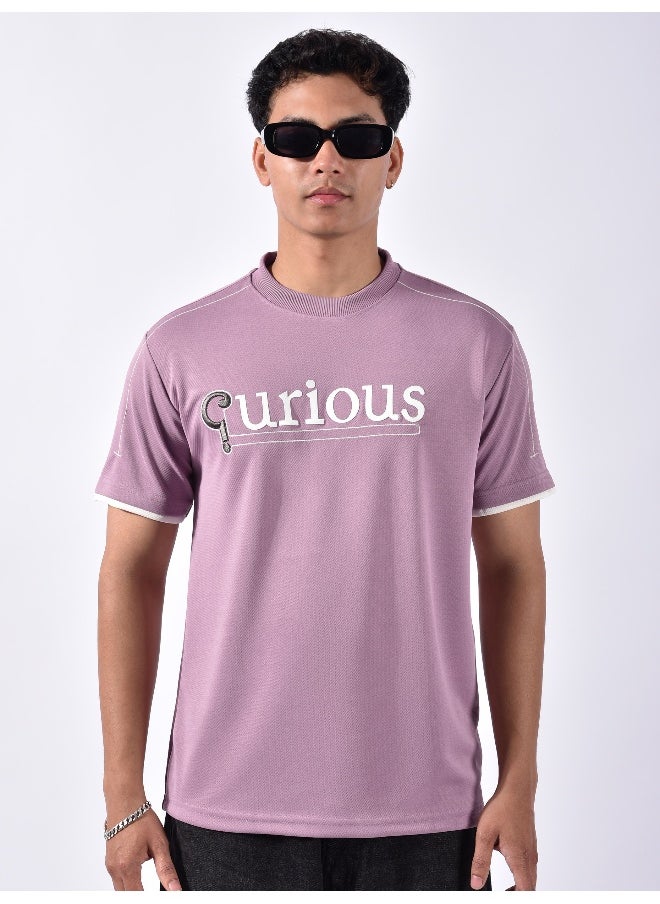 Beyoung Mauve Pink HD Embroidered Dual Sleeves T-Shirt  - Image 2