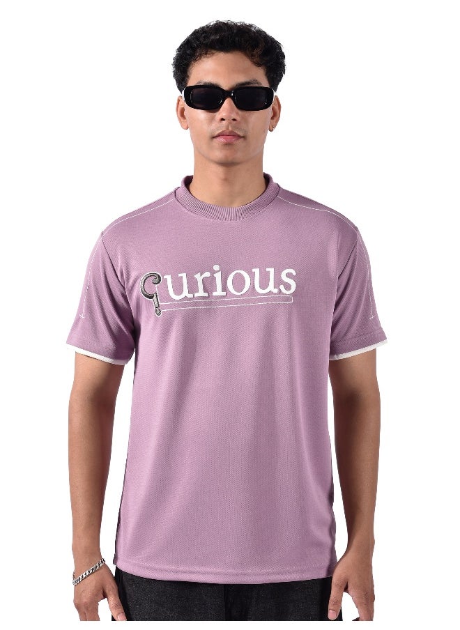 Beyoung Mauve Pink HD Embroidered Dual Sleeves T-Shirt  - Image 3