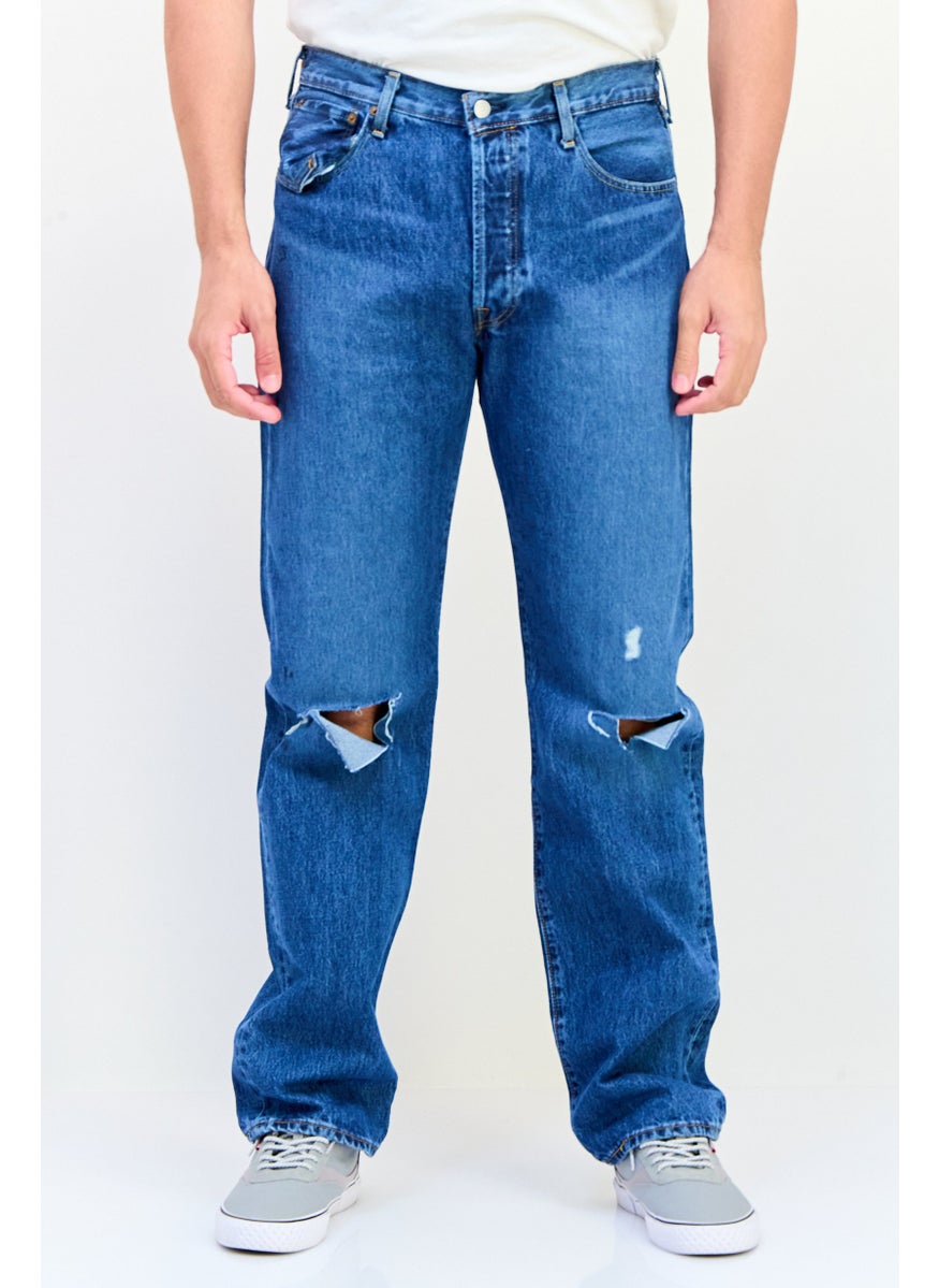 Levi's Men Straight Fit Distressed No Stretch Denim, Blue  - Image 1