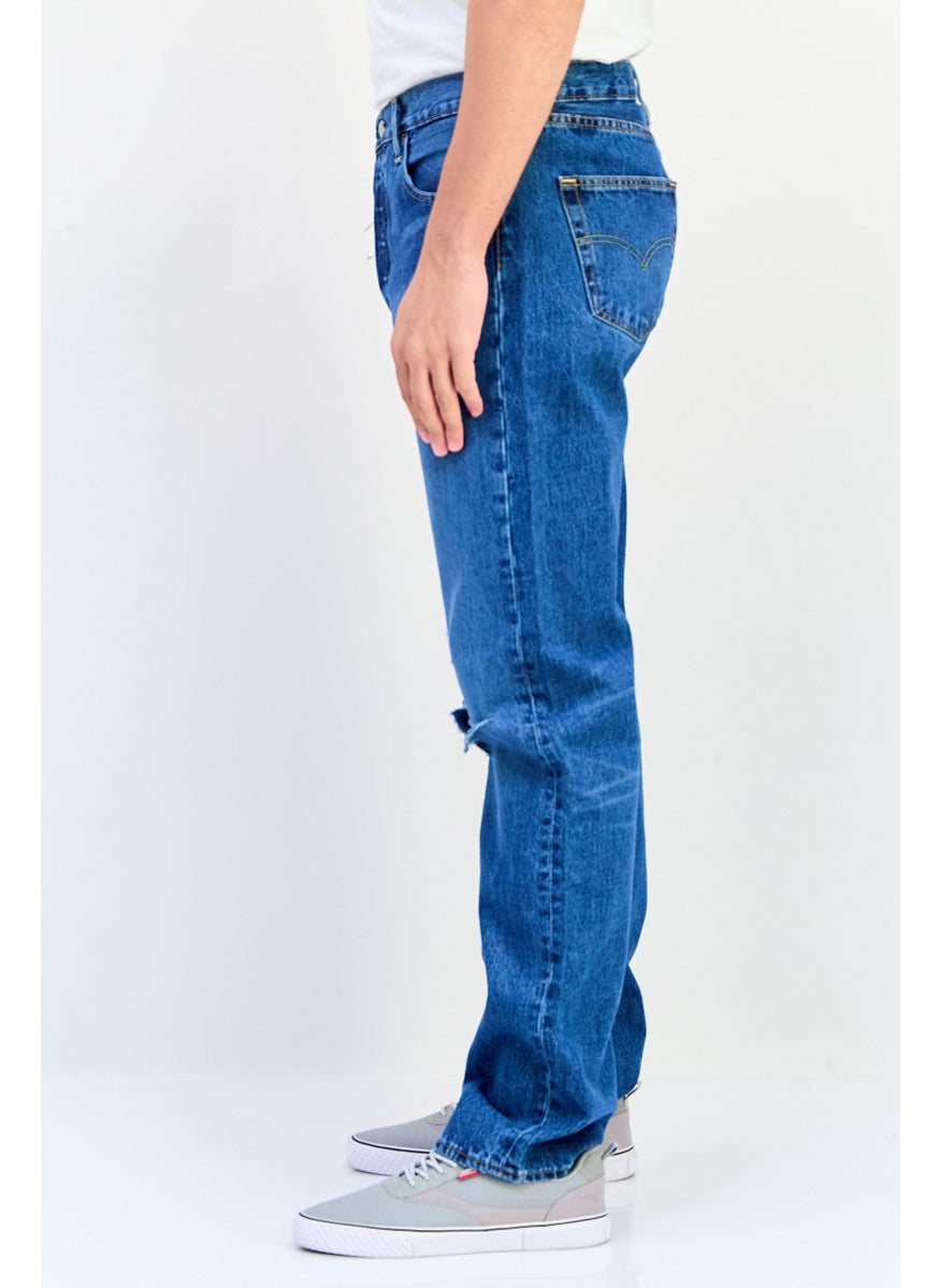 Levi's Men Straight Fit Distressed No Stretch Denim, Blue  - Image 2