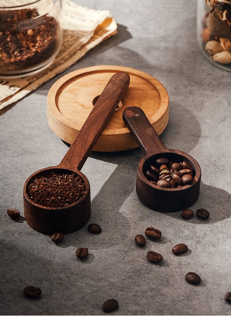 NIBEMINENT 2 Pieces Coffee Spoons, Wooden Coffee Ground Spoon, Measuring for Ground Beans or tea, Soup Cooking Mixing Stirrer Kitchen Tools Utensils - Image 3